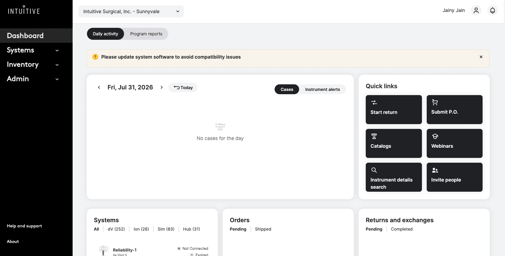 Intuitive Surgical Dashboard — screenshot 2 of 3