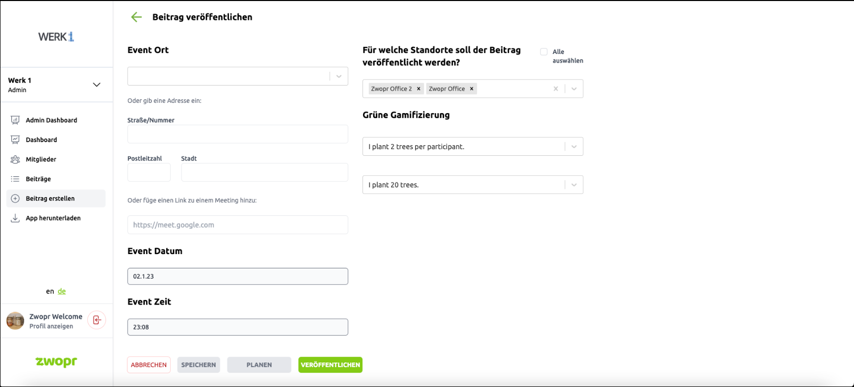 ZWOPR Admin Solution — Interface 03